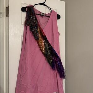 Queen of Sparkles Pink Dress Diagonal Sparkle Fringe Style